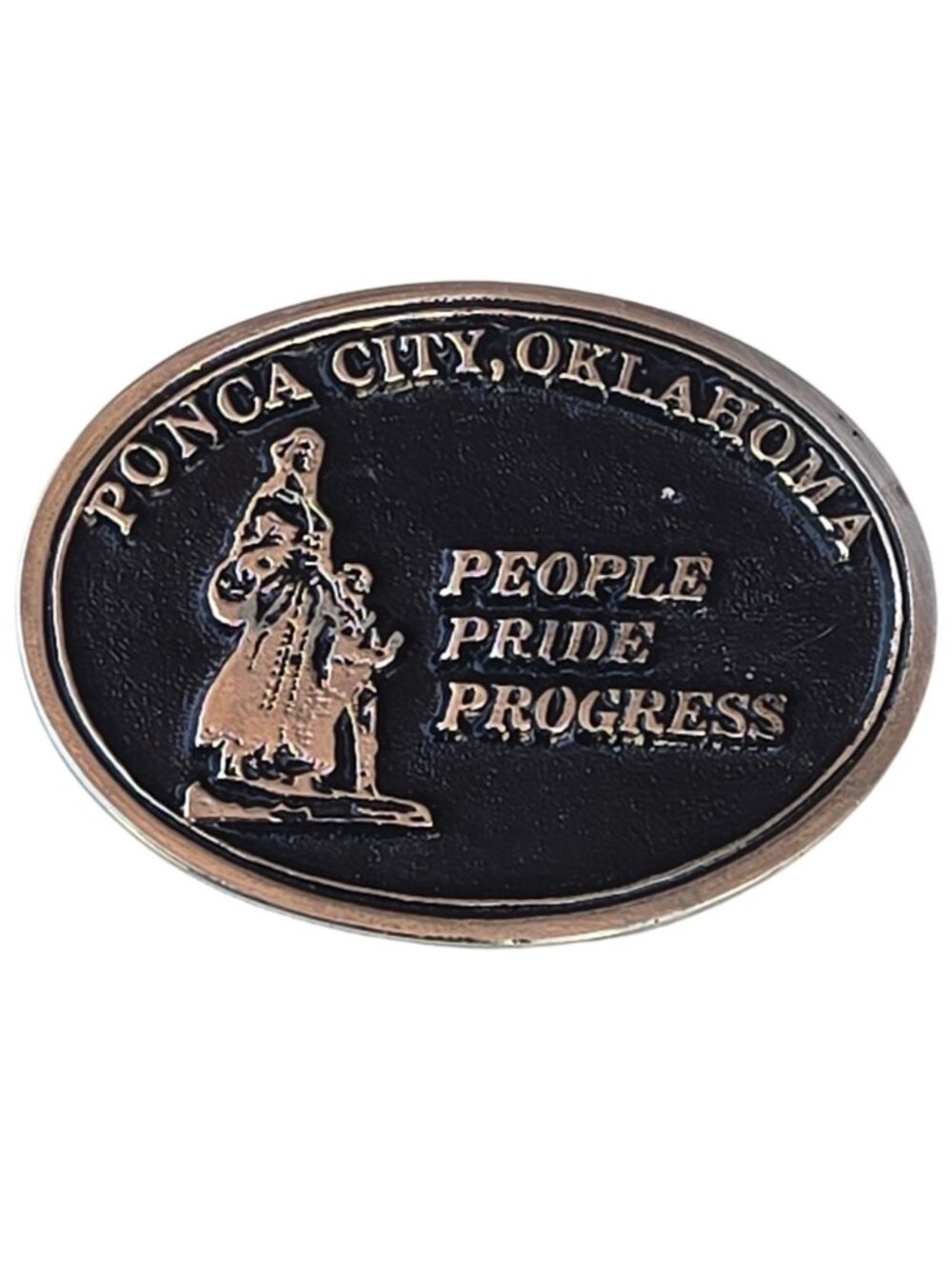 Ponca City Oklahoma Belt Buckle Pioneer Woman Ok Landmark Vintage Western Wear